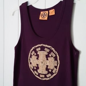 Tory Burch tank top with beaded logo. Size s